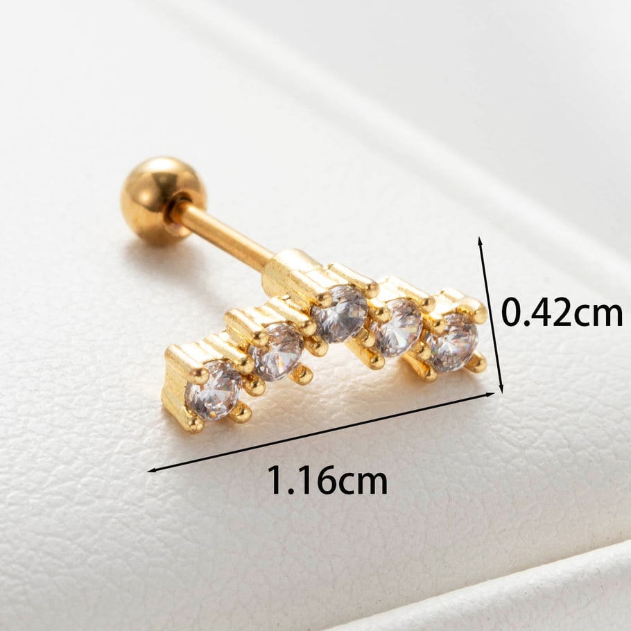 1 Pair Simple Series Simple Geometric Titanium Steel No Plating Material Zircon Women Stud Earrings Picture5