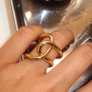 1 Paar Simple Series Casual Geometric Edelstahl 18 Karat vergoldet verstellbare Damenringe h5 Bild3