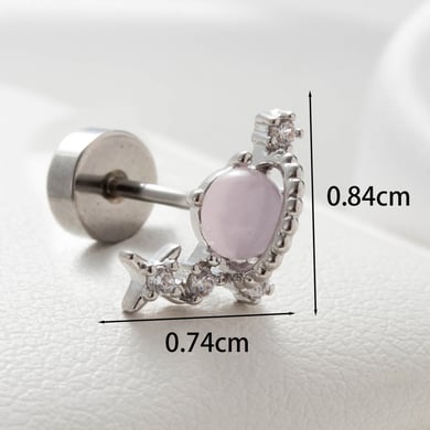 1 Paar Simple Series Klassische Herz Titan Stahl Kein Beschichtungsmaterial Zirkon Damen Ohrstecker h5 Bild4