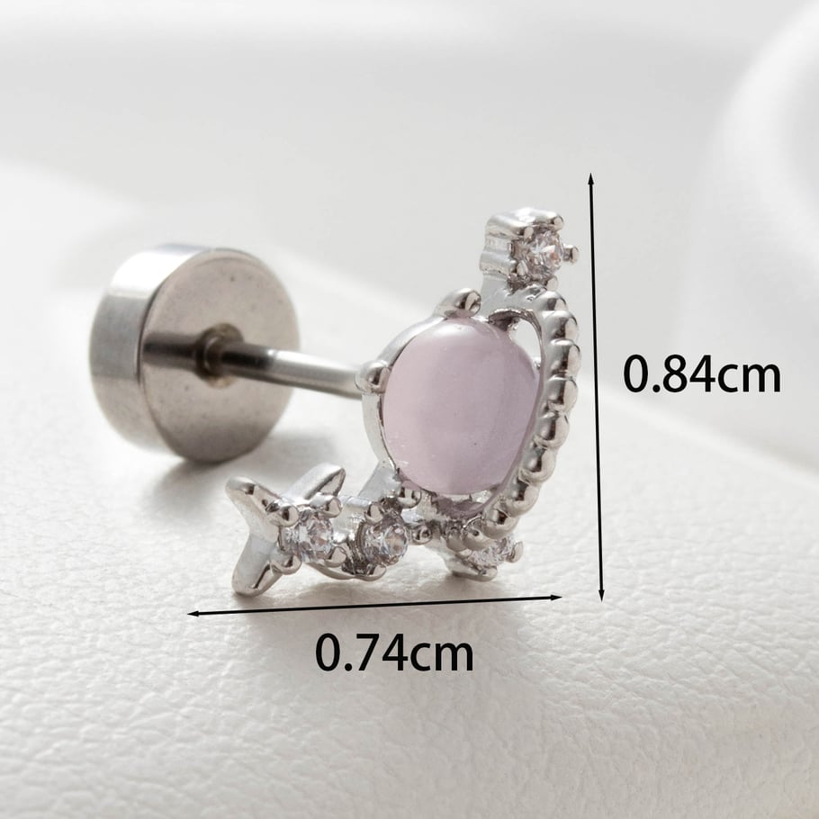 1 Paar Simple Series Klassische Herz Titan Stahl Kein Beschichtungsmaterial Zirkon Damen Ohrstecker Bild4