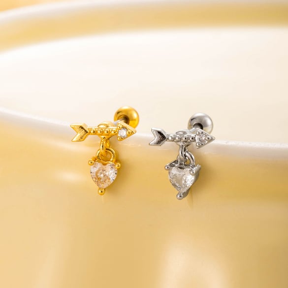 1 Pair Simple Series Simple Heart Titanium Steel No Plating Material Zircon Women Stud Earrings