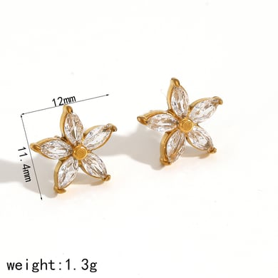 1 Pair Simple Series Daily Flower Stainless Steel 18K Gold Plated Women's Stud Earrings h5 Picture6