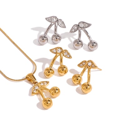 1 Stück Simple Series Niedliche Pflanze Edelstahl 18 Karat vergoldet Zirkon Damen Anhänger Halsketten h5 Bild7