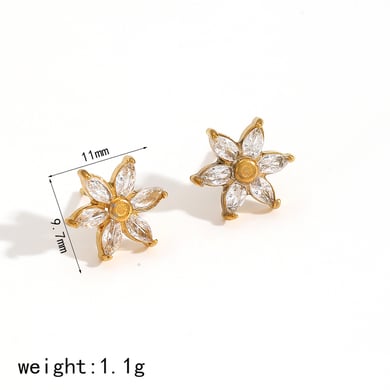 1 Pair Simple Series Daily Flower Stainless Steel 18K Gold Plated Women's Stud Earrings h5 Picture8