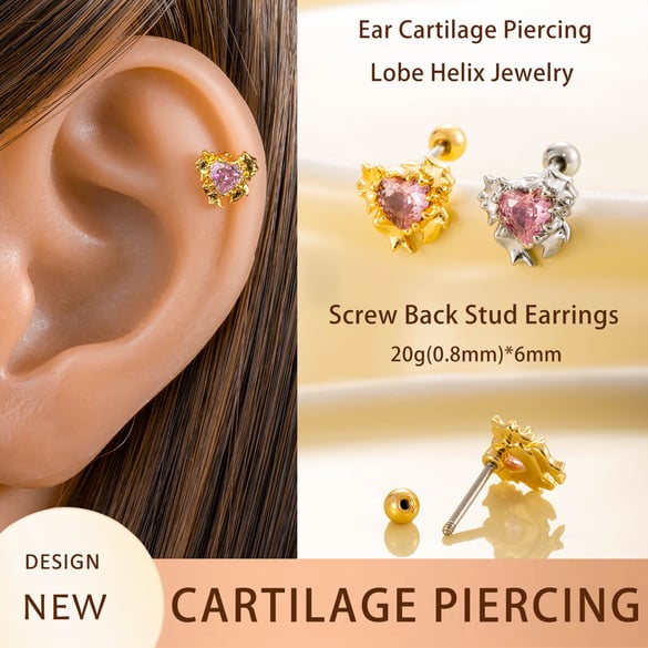 1 Pair Simple Series Simple Heart Titanium Steel No Plating Material Zircon Women Stud Earrings 2