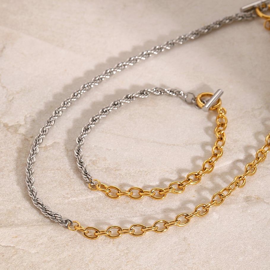 1 piece simple series simple geometric stainless steel gold plated women chain bracelets h5Picture5