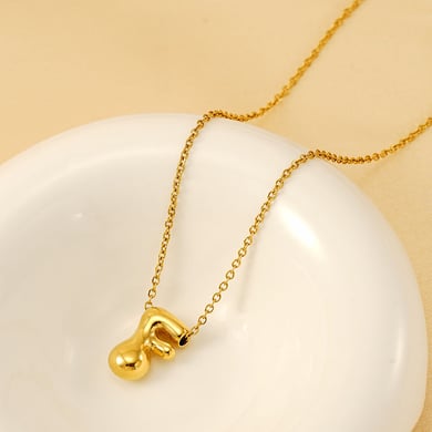 1 Piece Simple Series Daily Letter Titanium Steel 18K Gold Plated Unisex Pendant Necklaces h5 Picture5