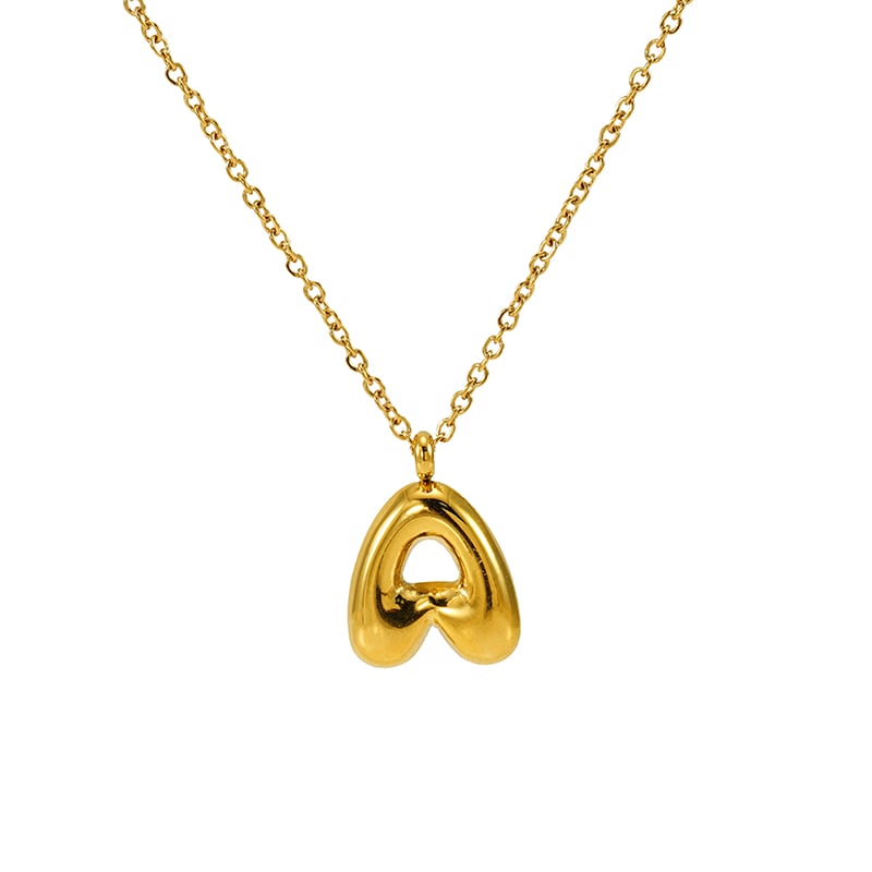 Collar con colgante unisex de acero de titanio chapado en oro de 18 quilates con letras diarias de la serie Simple Imagen7