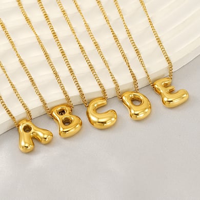 1 Stück Simple Series Daily Letter Titanstahl 18 Karat vergoldete Unisex-Anhängerketten h5 Bild3