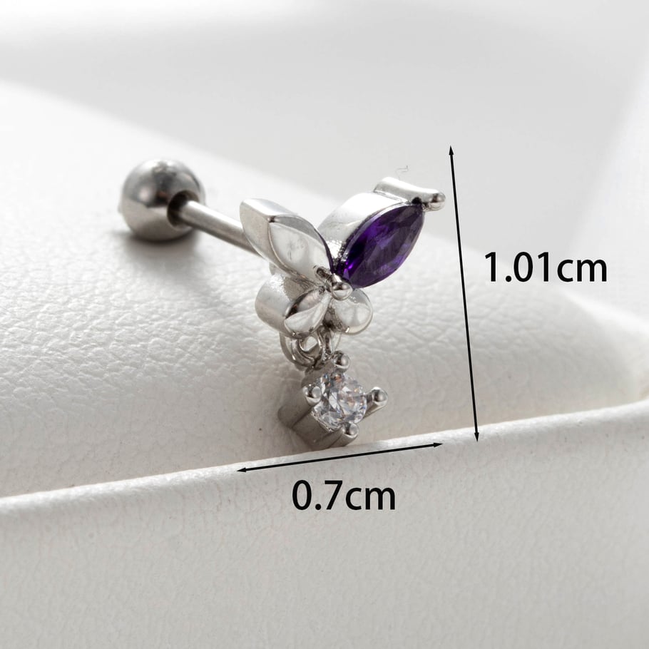 1 Paar Simple Series Klassische Blume Titanstahl Kein Beschichtungsmaterial Zirkon Damen Ohrstecker Bild4