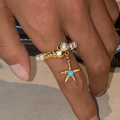 1 Paar Ethnische Serie Retro Schildkröte Edelstahl 18K vergoldet künstliche Perle Frauen Einzelringe h5 Bild4