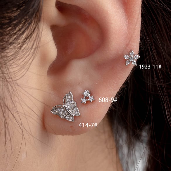 1 Pair Simple Series Simple Flower Titanium Steel No Plating Material Zircon Women Stud Earrings 2