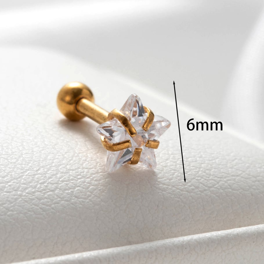 1 Paar Simple Series Einfache geometrische Titanstahl ohne Beschichtungsmaterial Zirkon Damen Ohrstecker Bild5