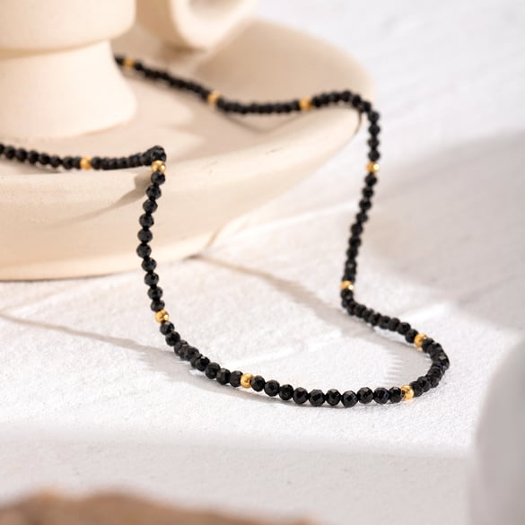 1 stuk eenvoudige serie elegante kralen roestvrij staal 18K verguld natuursteen dames kralen kettingen