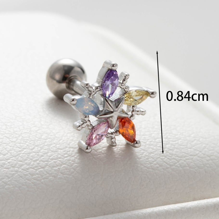 1 Paar Simple Series Simple Flower Titanstahl Kein Beschichtungsmaterial Zirkon Damen Ohrstecker Bild4