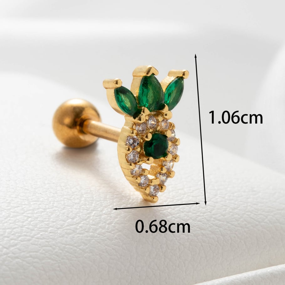 1 Pair Simple Series Simple Plant Titanium Steel No Plating Material Zircon Women Stud Earrings Picture4
