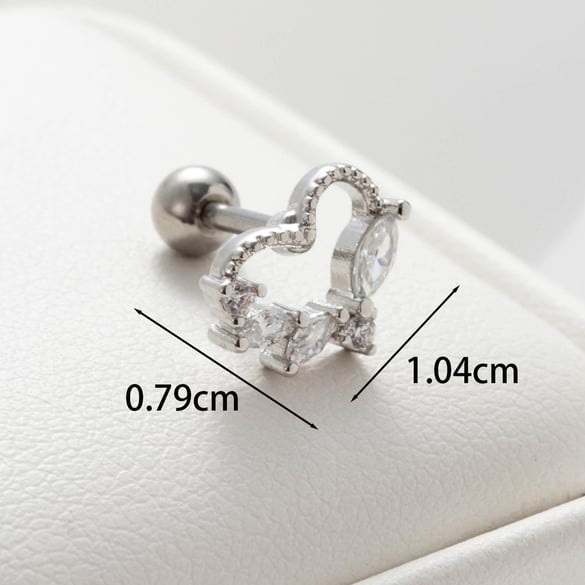 1 Pair Simple Series Simple Heart Titanium Steel No Plating Material Zircon Women Stud Earrings