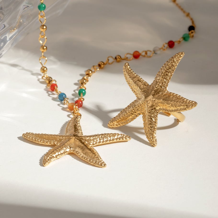 1 paire de bagues ajustables pour femme en acier inoxydable plaqué or 18 carats, motif tortue de vacances, série Simple Image2