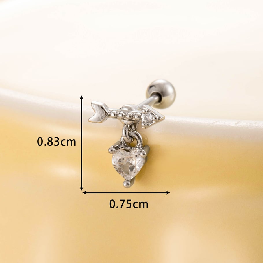 1 Pair Simple Series Simple Heart Titanium Steel No Plating Material Zircon Women Stud Earrings Picture5