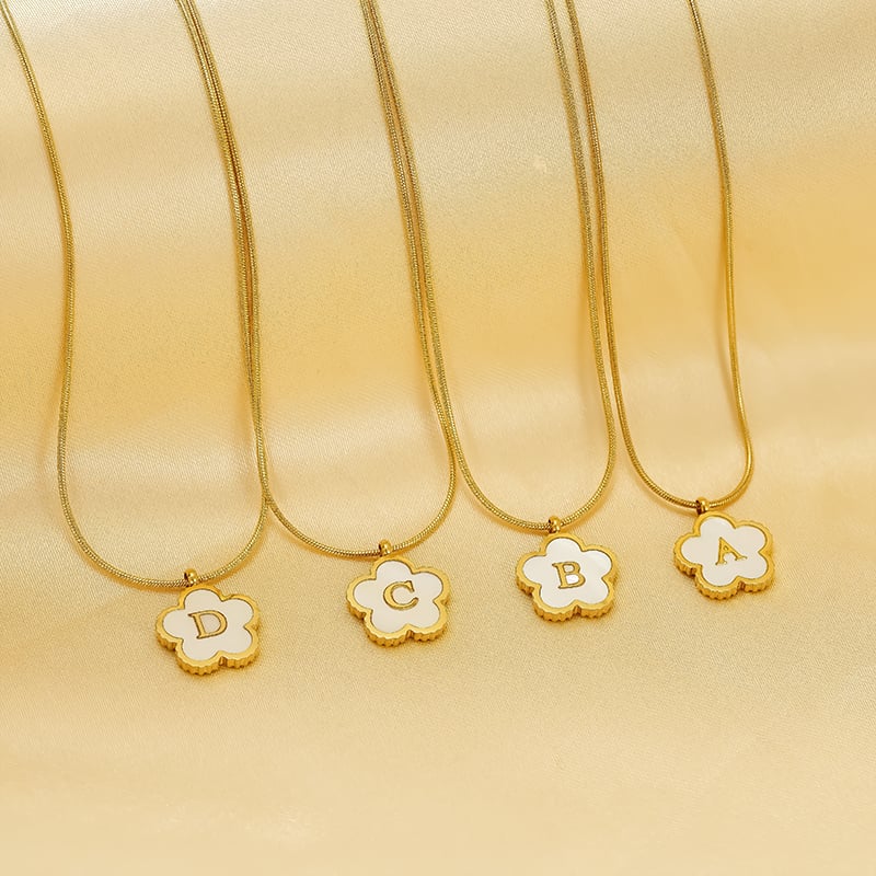 1 Stück Simple Series Daily Letter Edelstahl 18 Karat vergoldete Muschel-Halsketten für Damen Bild6