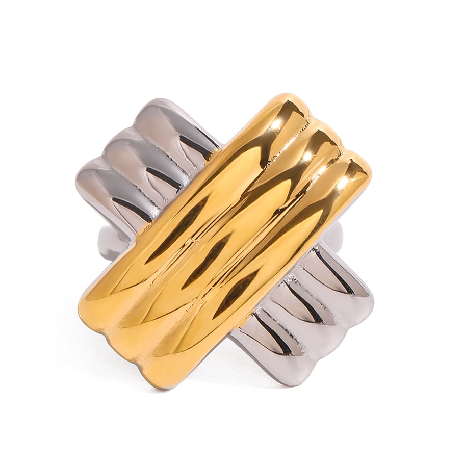 1 Paar Simple Series Casual Letter Edelstahl 18 Karat vergoldet Damen verstellbare Ringe Bild5