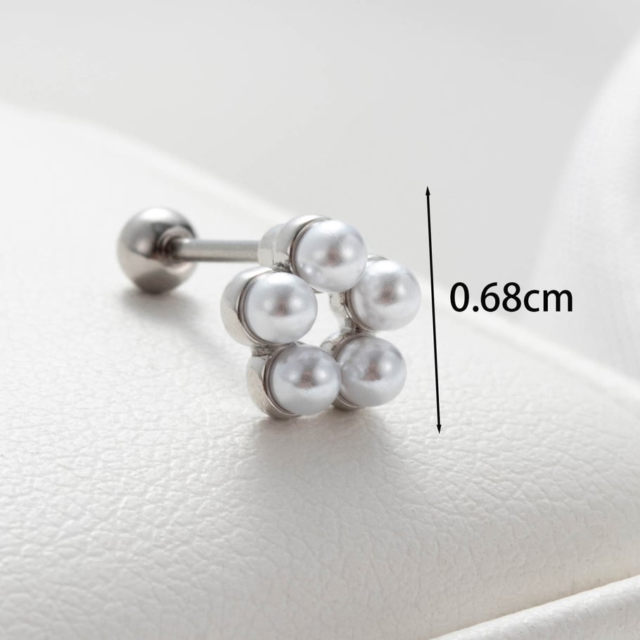1 Paar Simple Series Klassische Blume Titanstahl Kein Beschichtungsmaterial Zirkon Damen Ohrstecker Bild4