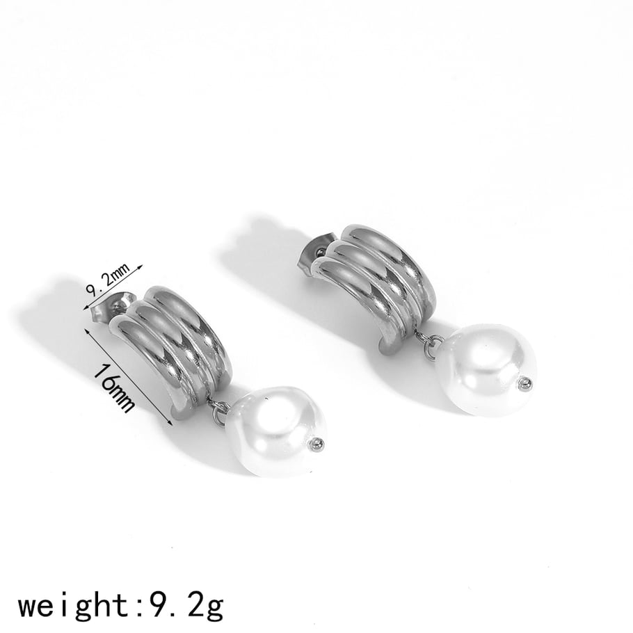 1 Pair Simple Series Retro Geometric 18K Gold Plated Artificial Pearl Stud Earrings Picture6
