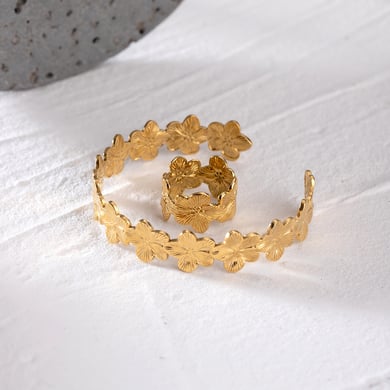 1 Stück Simple Series Retro Flower Edelstahl 18 Karat vergoldete Damen Armreifen h5 Bild4