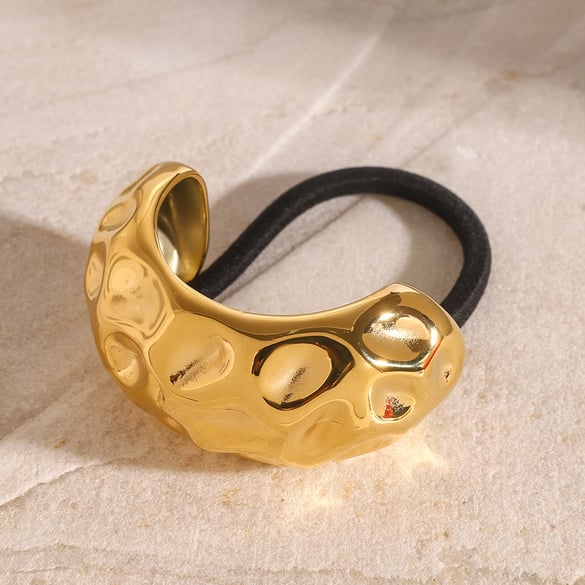 1 paire d&#39;élastiques à cheveux pour femme en acier inoxydable plaqué or 18 carats, série Simple, lettres quotidiennes