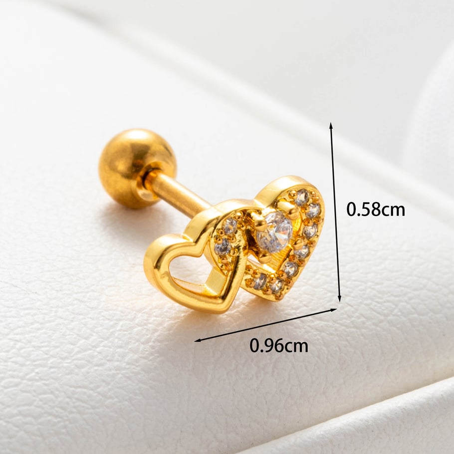 1 Paar Simple Series Simple Heart Kupfer Kein Beschichtungsmaterial Zirkon Damen Ohrstecker Bild4