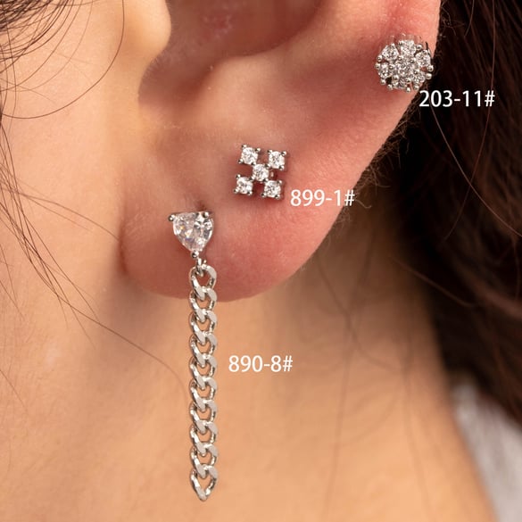 1 Pair Simple Series Classic Heart Titanium Steel No Plating Material Zircon Women Stud Earrings 2