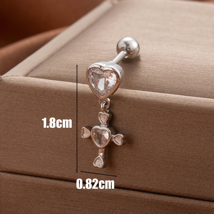 1 Pair Simple Series Classic Heart Titanium Steel No Plating Material Zircon Women Stud Earrings Picture5