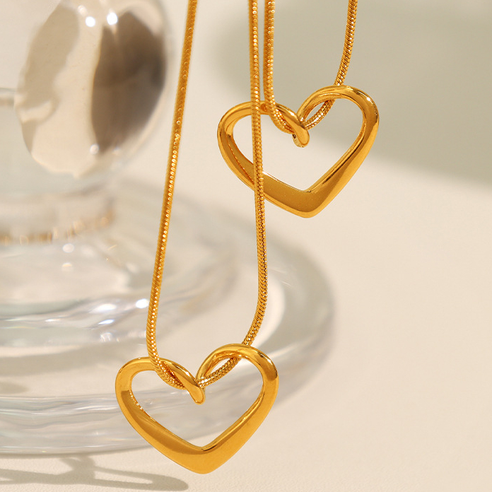 1 Piece Simple Series Simple Heart Stainless Steel 18K Gold Plated Women Pendant Necklaces Picture7