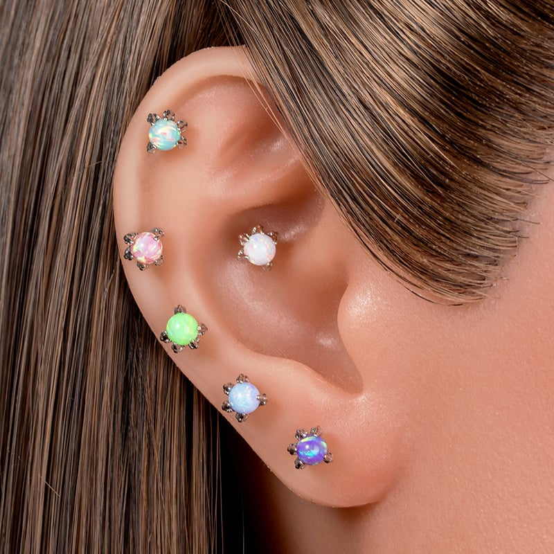 1 Pair Simple Series Classic Geometric Titanium Steel No Plating Material Artificial Gemstone Women Stud Earrings Picture3