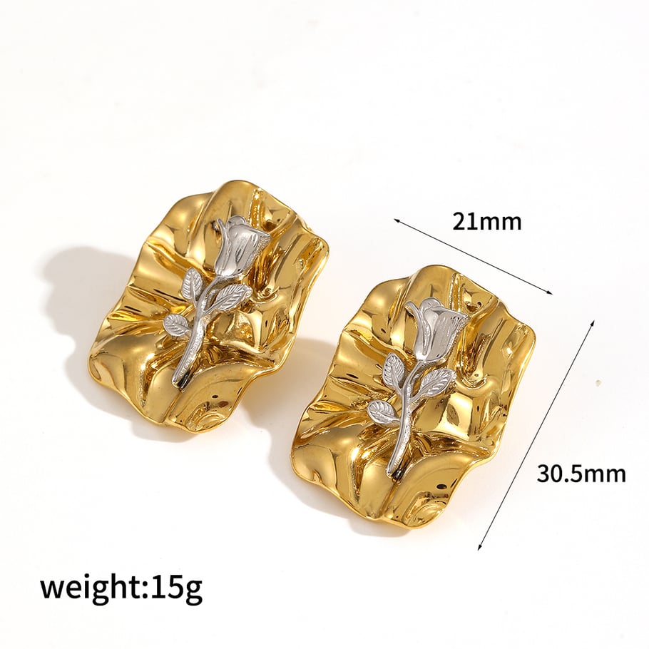 1 Pair Classic Series Elegant Flower Stainless Steel 18K Gold Plated Artificial Pearl Women Stud Earrings Picture8