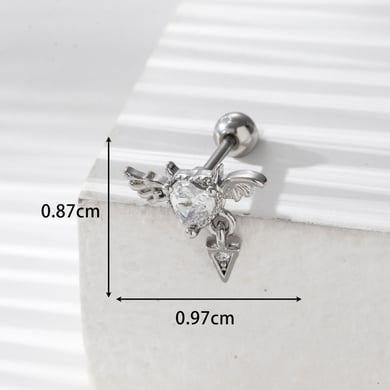 1 Pair Simple Series Classic Heart Titanium Steel No Plating Material Zircon Women Stud Earrings h5 Picture5
