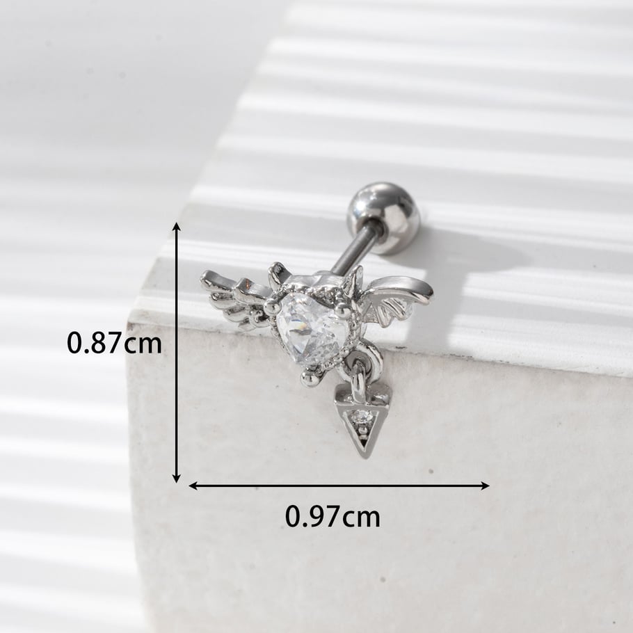 1 Pair Simple Series Classic Heart Titanium Steel No Plating Material Zircon Women Stud Earrings Picture5