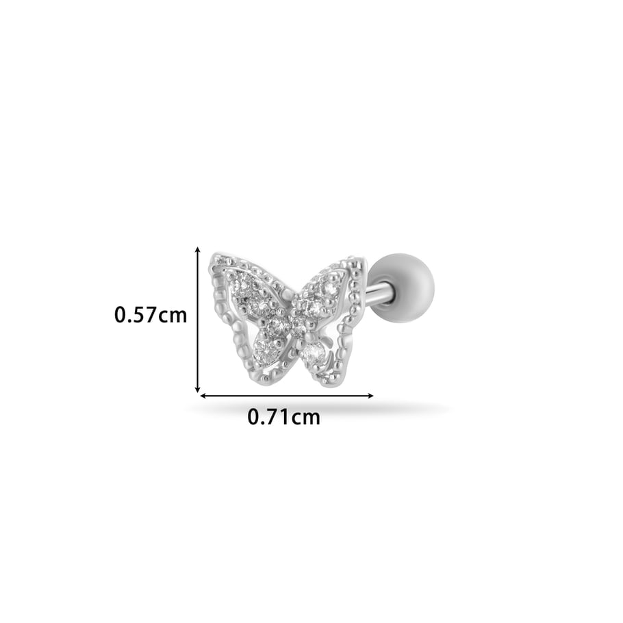 1 Piece Lustrous Heart Titanium Steel Zircon Women's Piercing Earrings Picture2