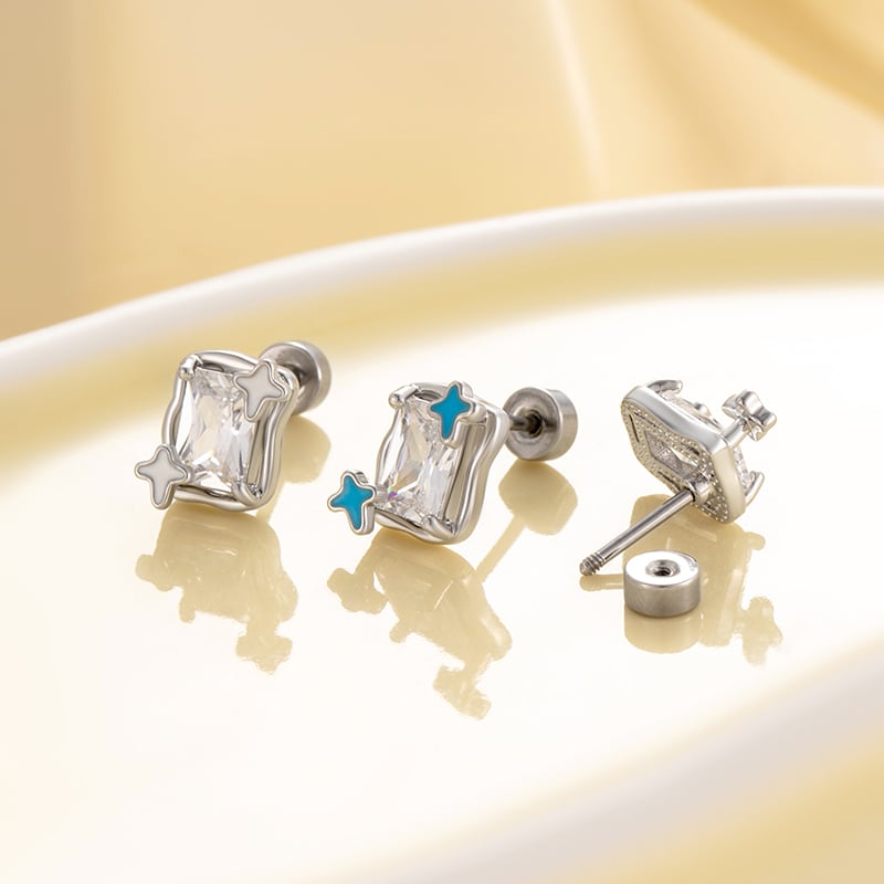 1 Pair Simple Series Classic Geometric Titanium Steel No Plating Material Zircon Women Stud Earrings Picture6