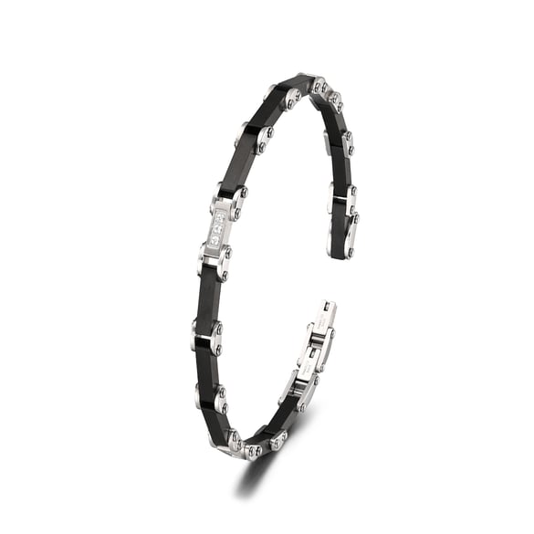 1 par de pulseras de acero inoxidable para hombre con diseño geométrico simple. 2