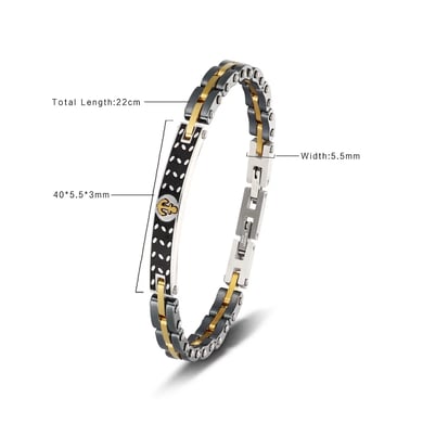 1 Pair Simple Series Retro Geometric Stainless Steel Men's Bracelets h5 Picture5