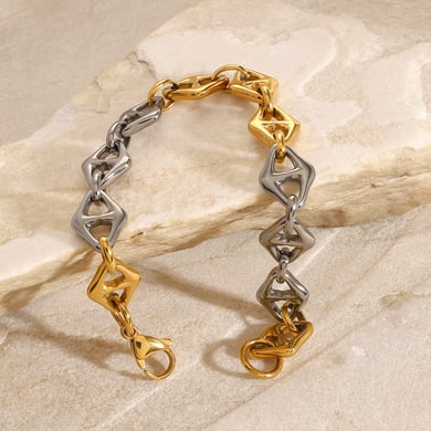 1 Piece Simple Series Casual Geometric Stainless Steel 18K Gold Plated Women Chain Bracelets h5 Picture5