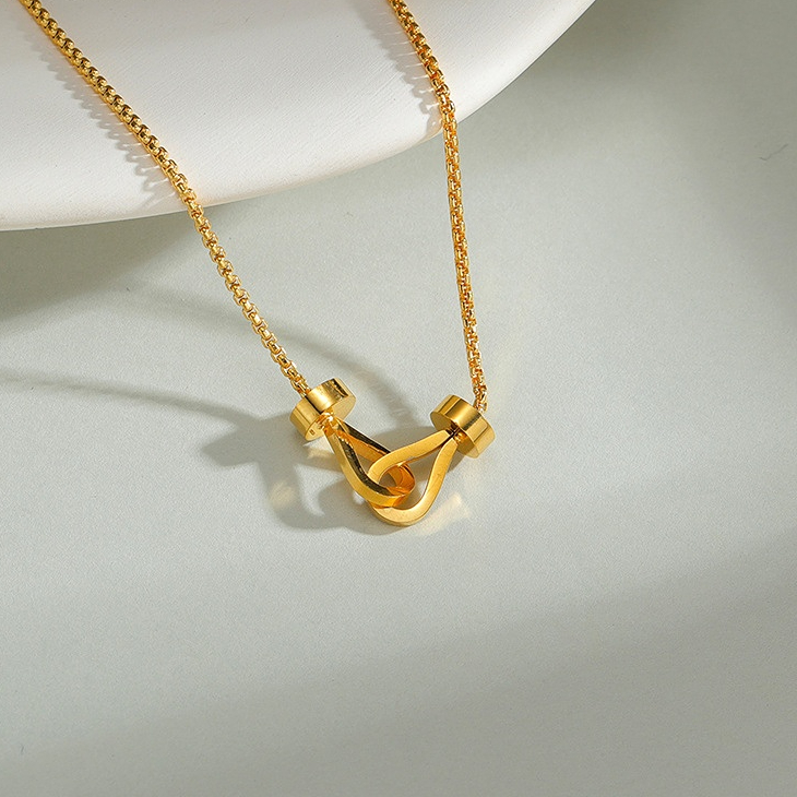 1 pezzo semplice serie casual geometrica in acciaio inossidabile placcato oro 18K collane con ciondolo da donna Immagine3