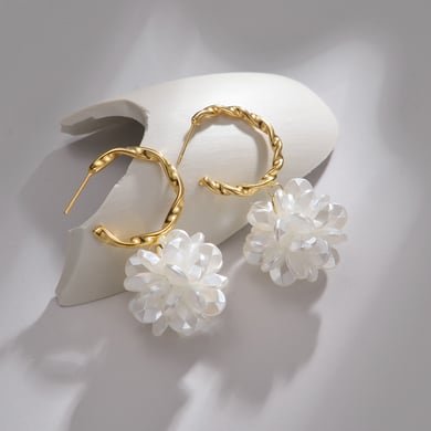 1 paire de boucles d&#39;oreilles pendantes élégantes en acier inoxydable plaqué or 18 carats pour femme, série Simple h5 Image2