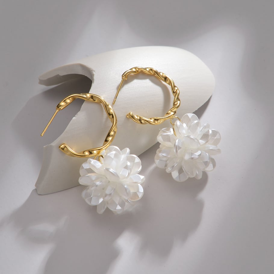 1 paire de boucles d&#39;oreilles pendantes élégantes en acier inoxydable plaqué or 18 carats pour femme, série Simple Image2