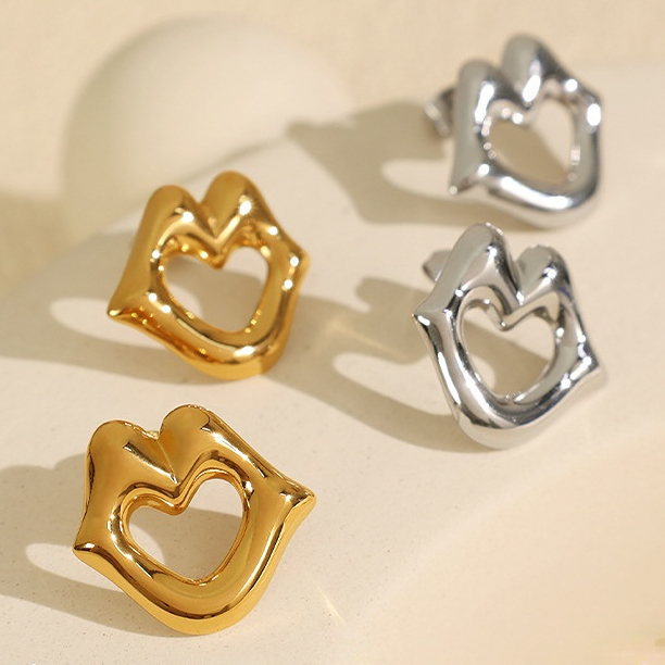 1 Pair Simple Series Simple Geometric Stainless Steel 18K Gold Plated Women Stud Earrings Picture5