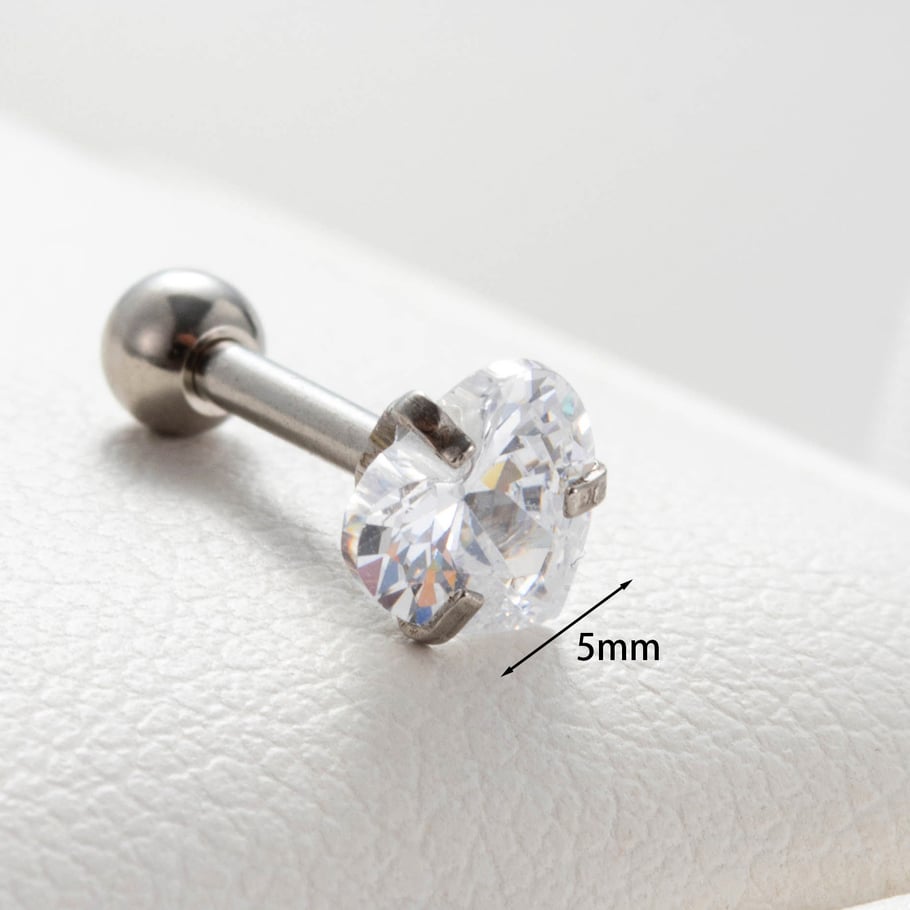 1 Pair Simple Series Simple Heart Titanium Steel No Plating Material Zircon Women Stud Earrings Picture4