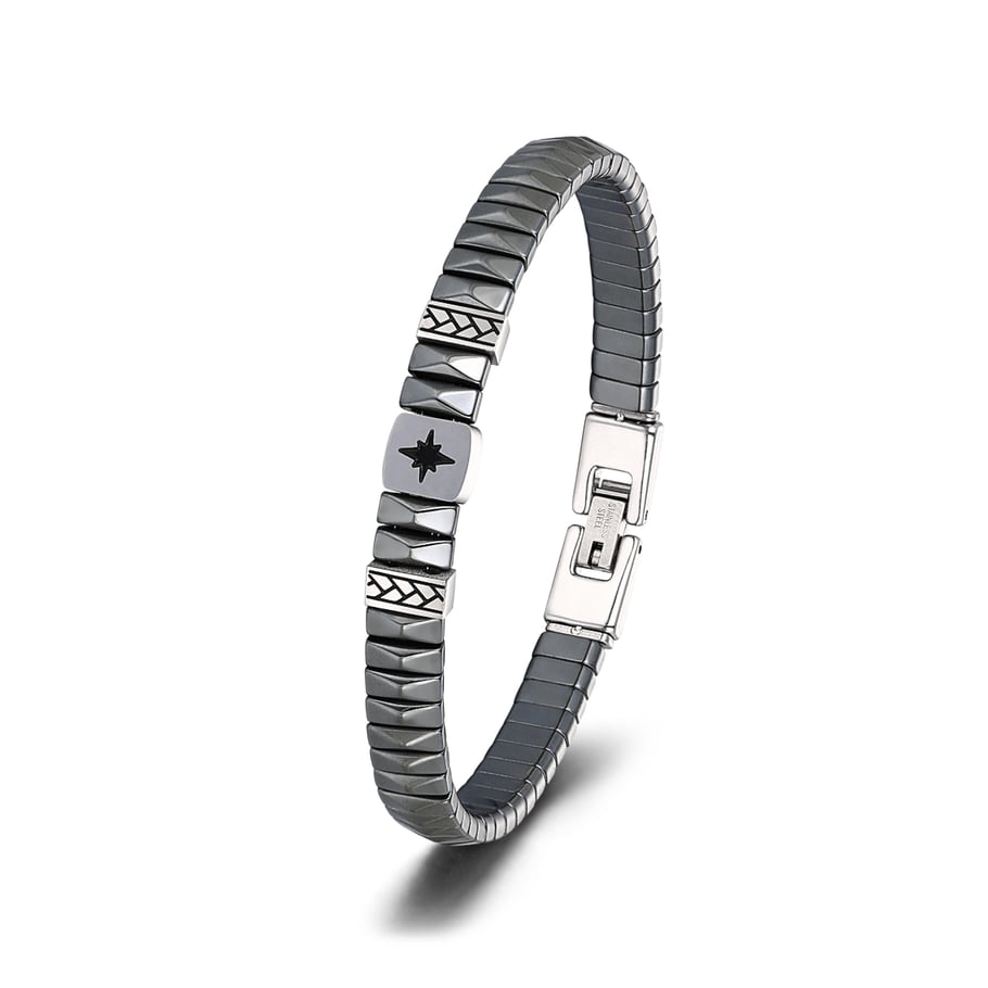 1 Paar einfache geometrische Edelstahl-Herrenarmbänder der Simple-Serie Bild3