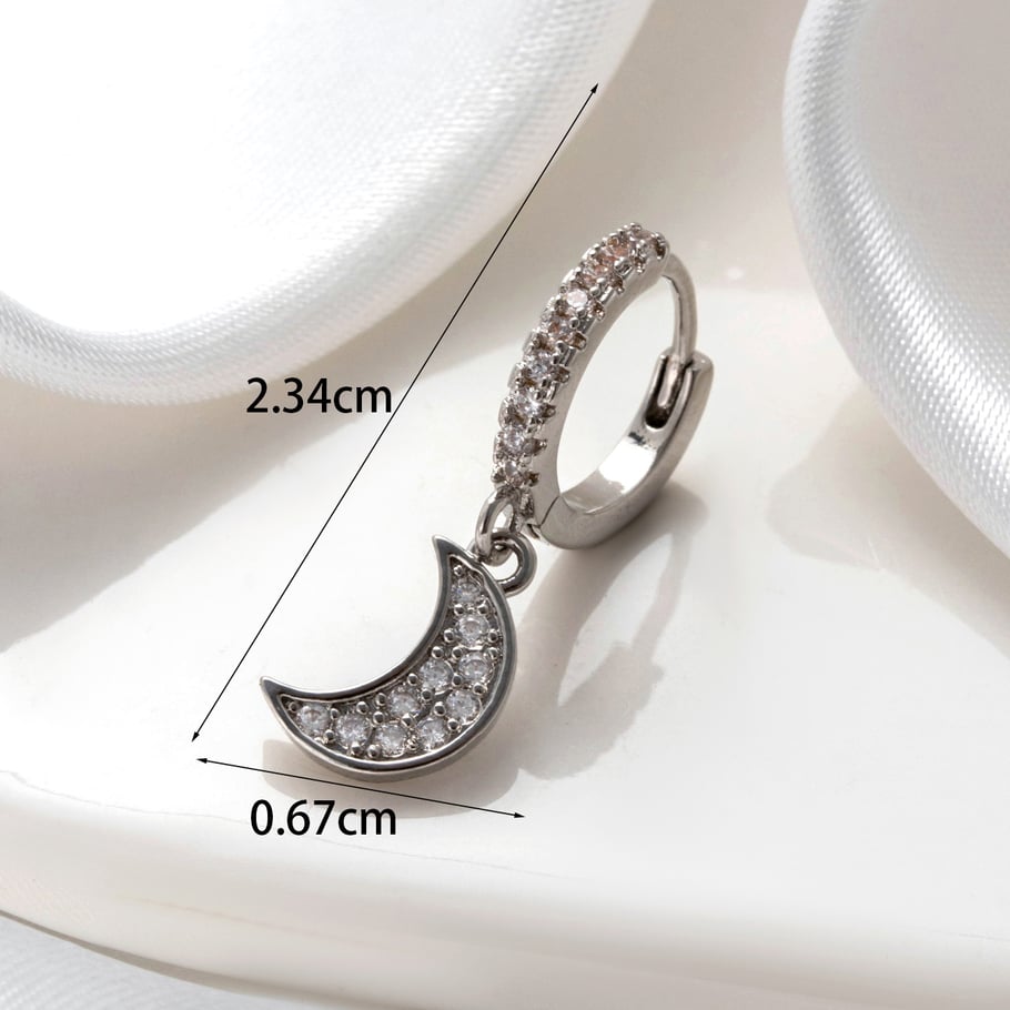 1 Pair Simple Series Classic Sun/Moon Copper No Plating Material Zircon Women Hoop Earrings Picture6