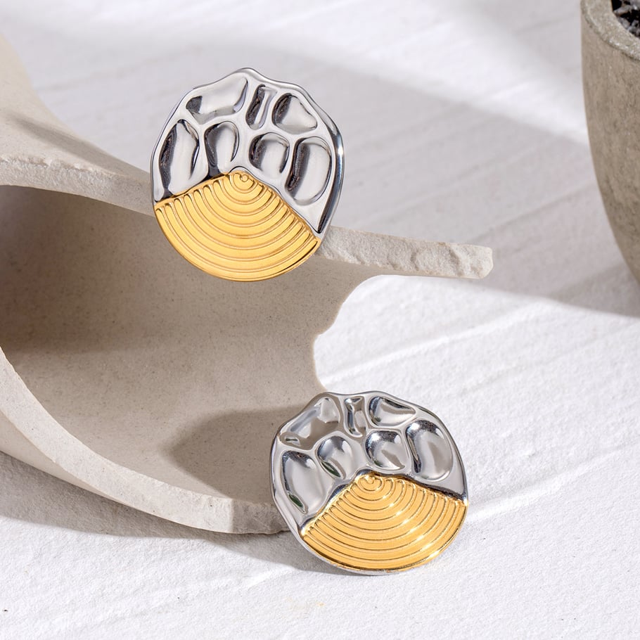 1 Pair Simple Series Retro Geometric Stainless Steel 18K Gold Plated Women Stud Earrings Picture5